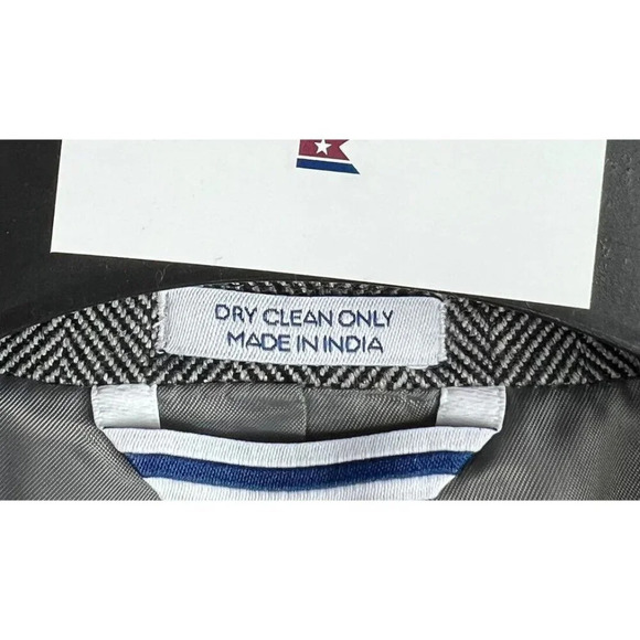 Saddlebred Mens 2 Button Herringbone Blazer 100% Lambswool Sport Coat Jacket 46R - Picture 8 of 8